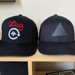 Two black caps adjustable size,great condition. Skateboard brands LRG and NEFF.